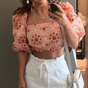 Zara puff sleeve crop top-Small